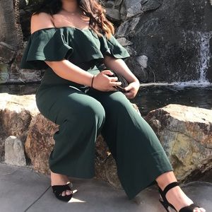 Green Off-the-shoulder Romper